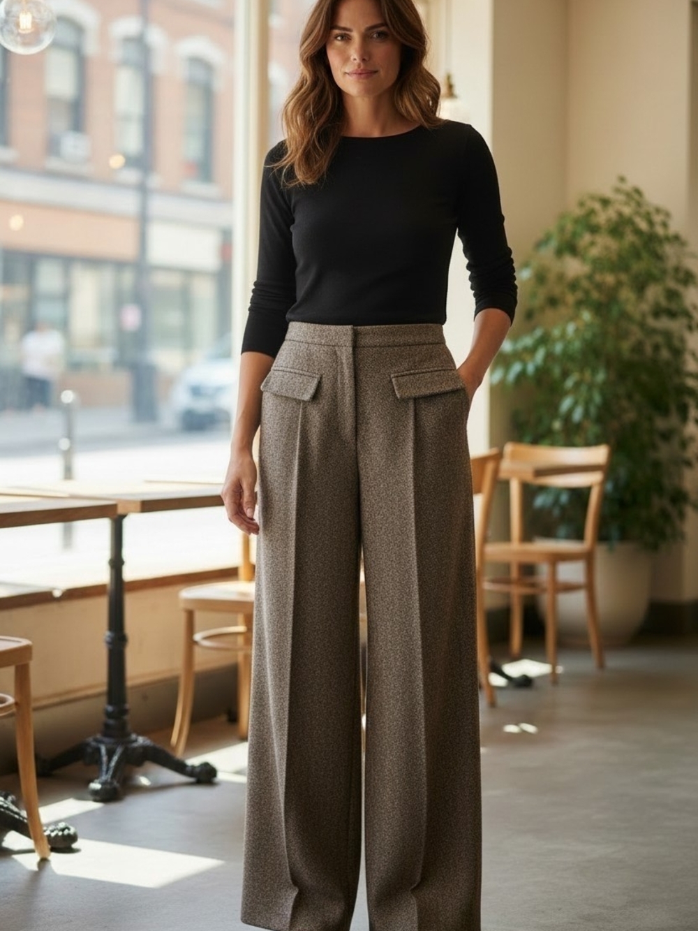 Commense Wide-Leg  Pants in Brown